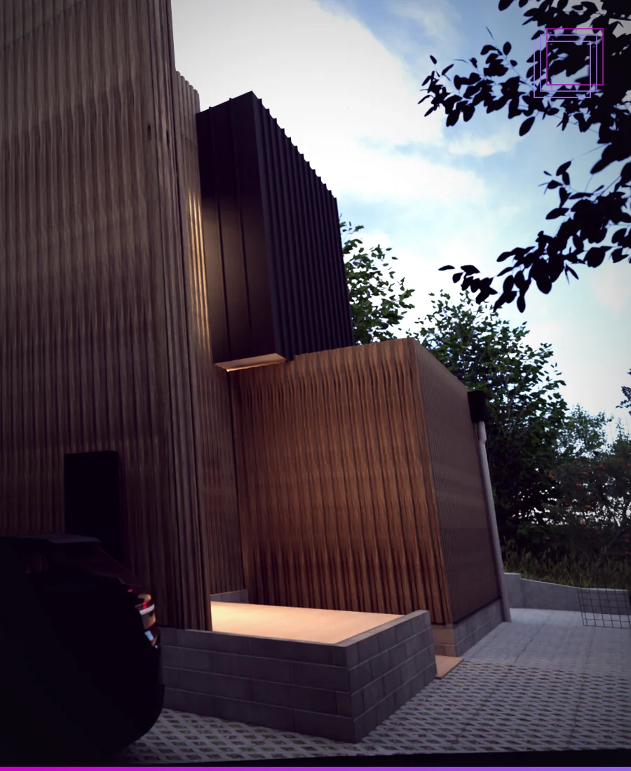 Timber-clad home on a sloping site